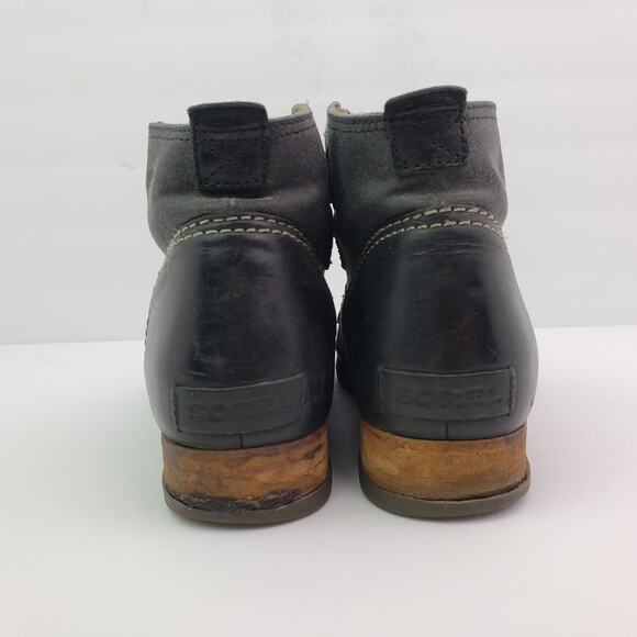Sorel Major Lace Womens Size 8.5 Gray Canvas Distressed Bootie Boots NL2163-010 - Picture 6 of 12